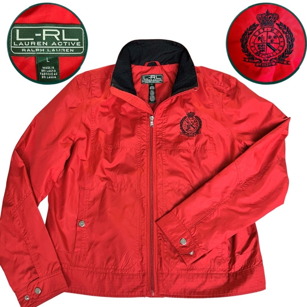 Lauren Ralph Lauren L-RL Active Jacket Y2K Vintage Womens Coat Windbreaker Moto